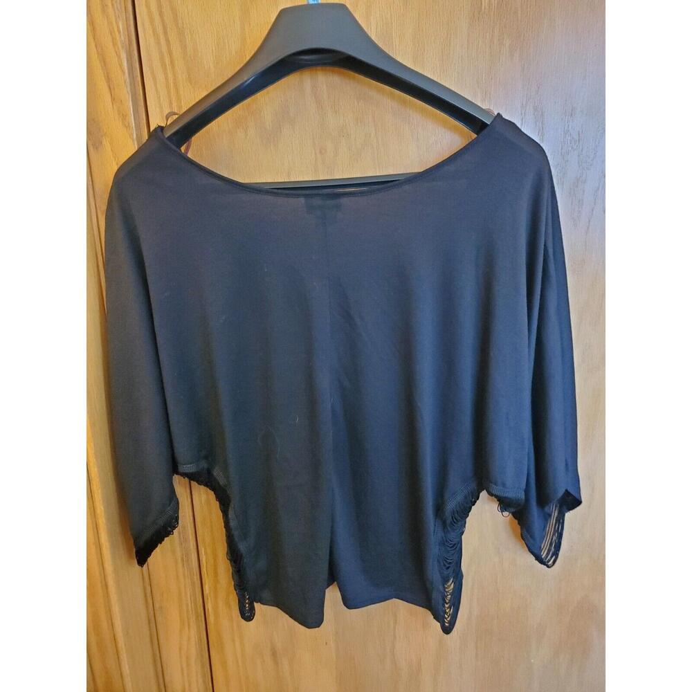 Dots Brand Womens L Black Top Fringe On The Sides - Picture 2 of 10